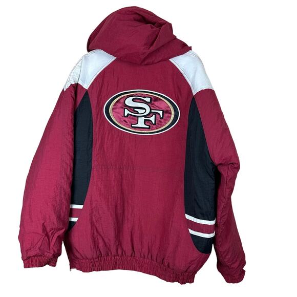 Vintage Reebok SF 49ers Retro Puffer Jacket Insulated Big Logo NFL Red M - Picture 3 of 8